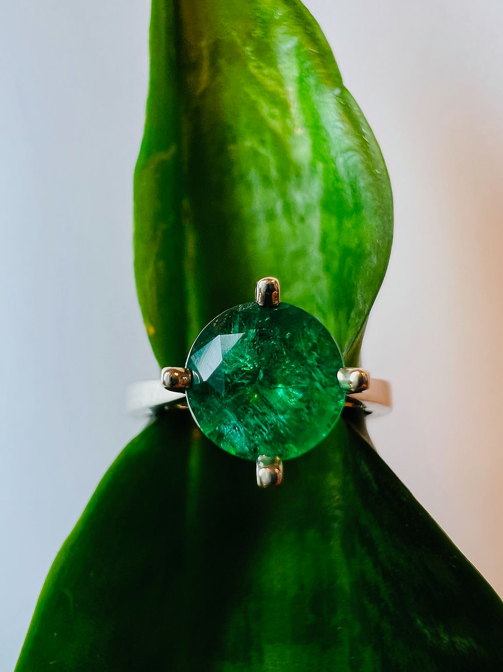 EthosMythJewellery&DesignMichellaDomoNaturalEmeraldEngagementRinginWhiteGoldVancouverArtis