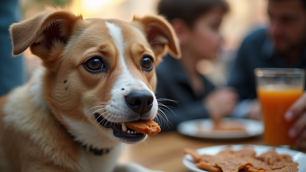 Close-up view of a dog enjoying a treat during a social meetup