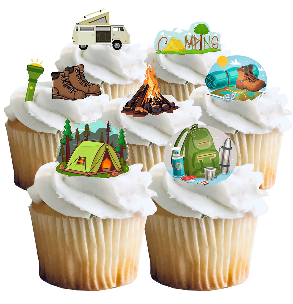 Thumbnail: 26 Stand Up Edible Wafer Paper Camping Campsite cake Toppers