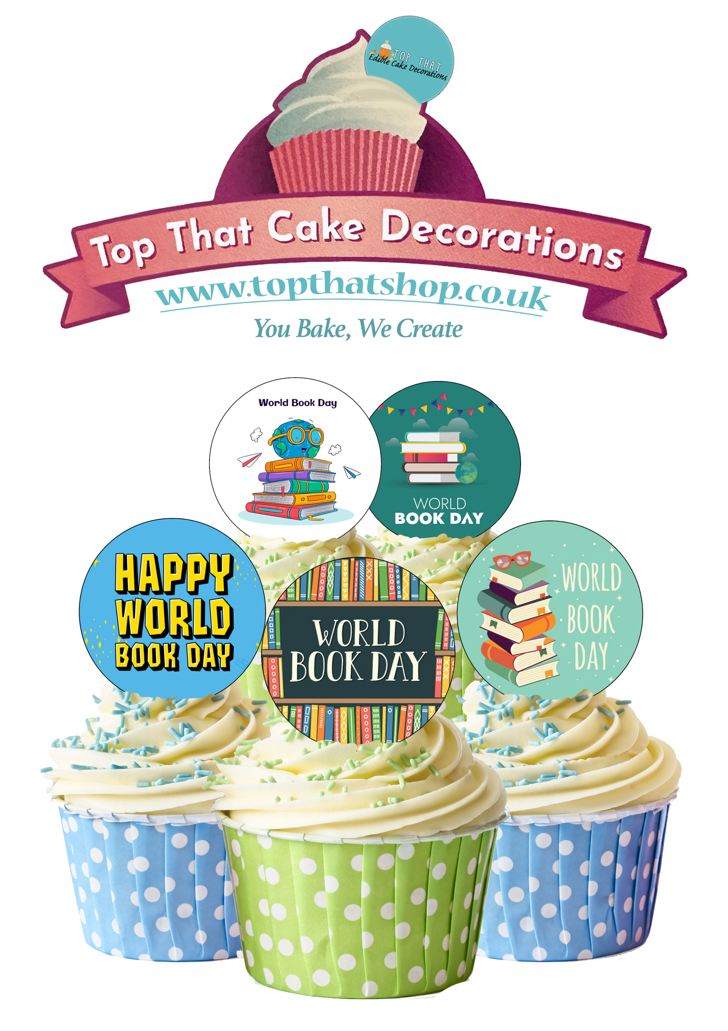 15 Pre-Cut World Book Day themed Edible Wafer Paper Toppers