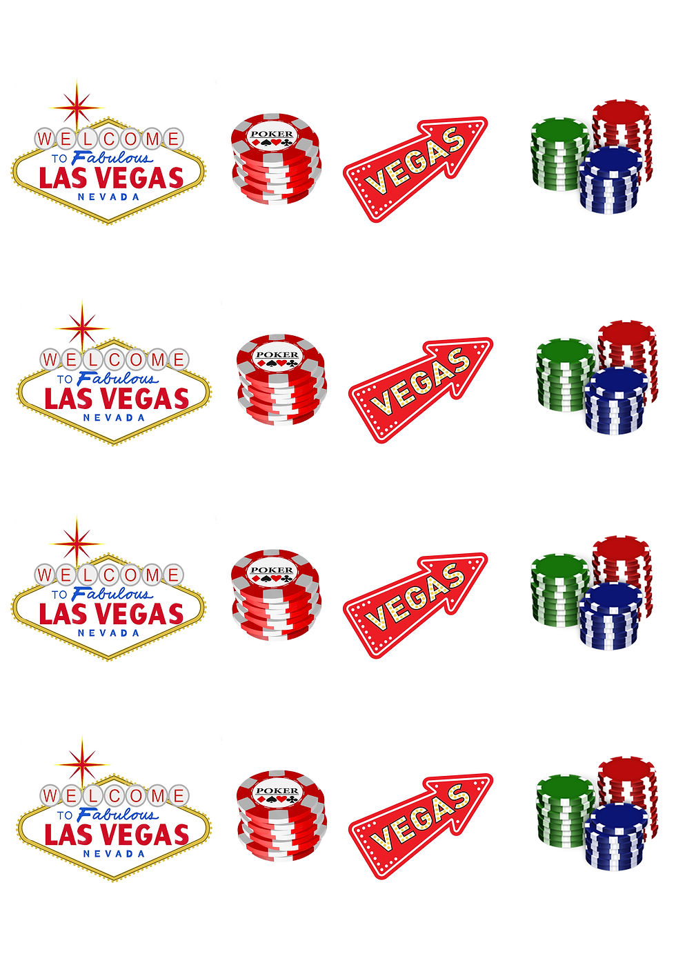 16 Stand Up Edible Wafer Paper Las Vegas Toppers