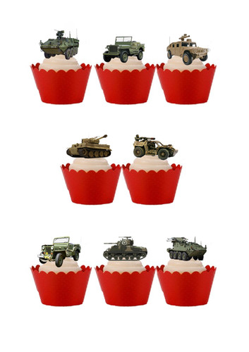 18 Stand Up Edible Wafer Paper Military Vehicle Tank Army Toppers | Top ...