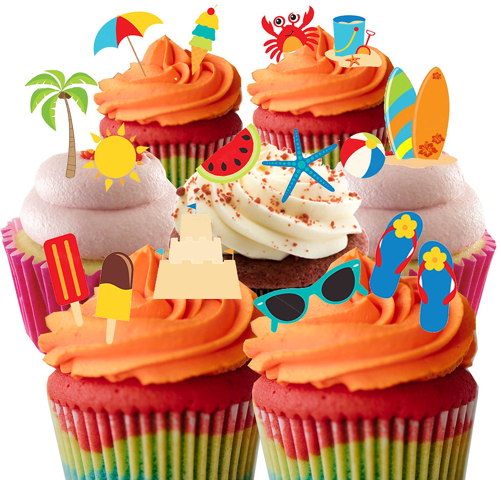 Thumbnail: 32 Stand Up Edible Wafer Paper Beach Seaside Summer Holiday Toppers