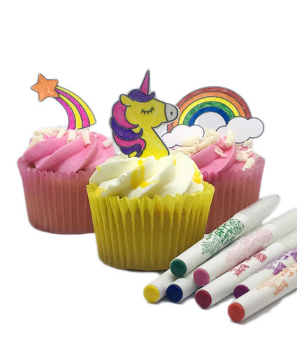Unicorn Rainbow Colouring Pack Edible Wafer 10 Foodoodler Pens