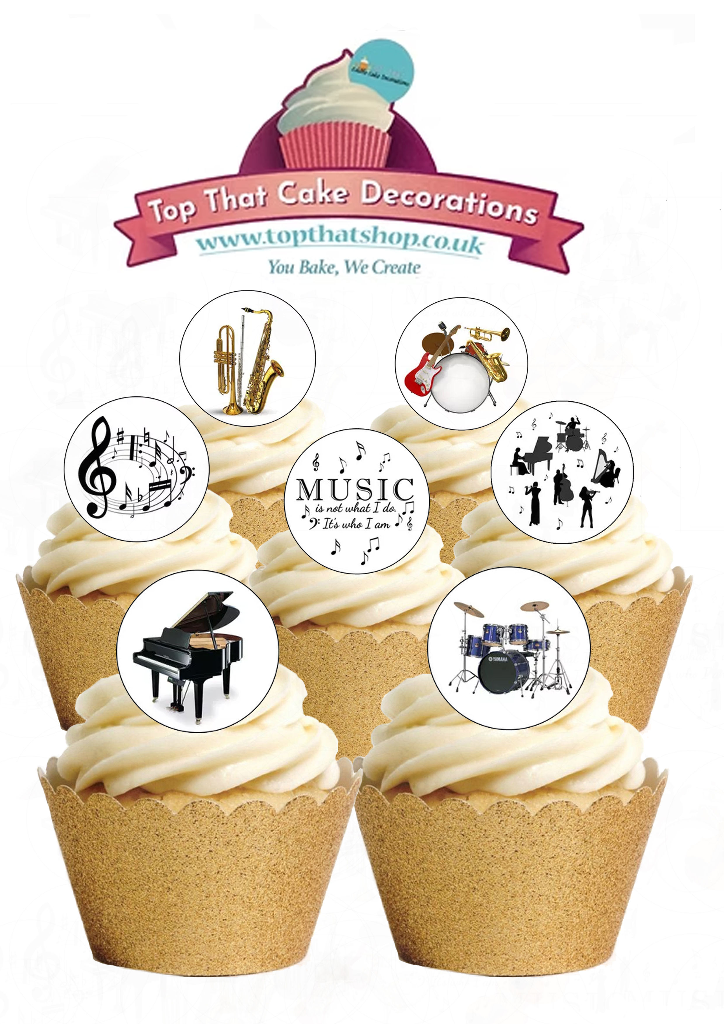 24 Musical Instruments Prom Pre-Cut Thin Edible Wafer Paper