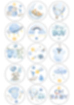 Thumbnail: 15 Pre-Cut Baby BOY Shower themed Edible Wafer Paper Toppers