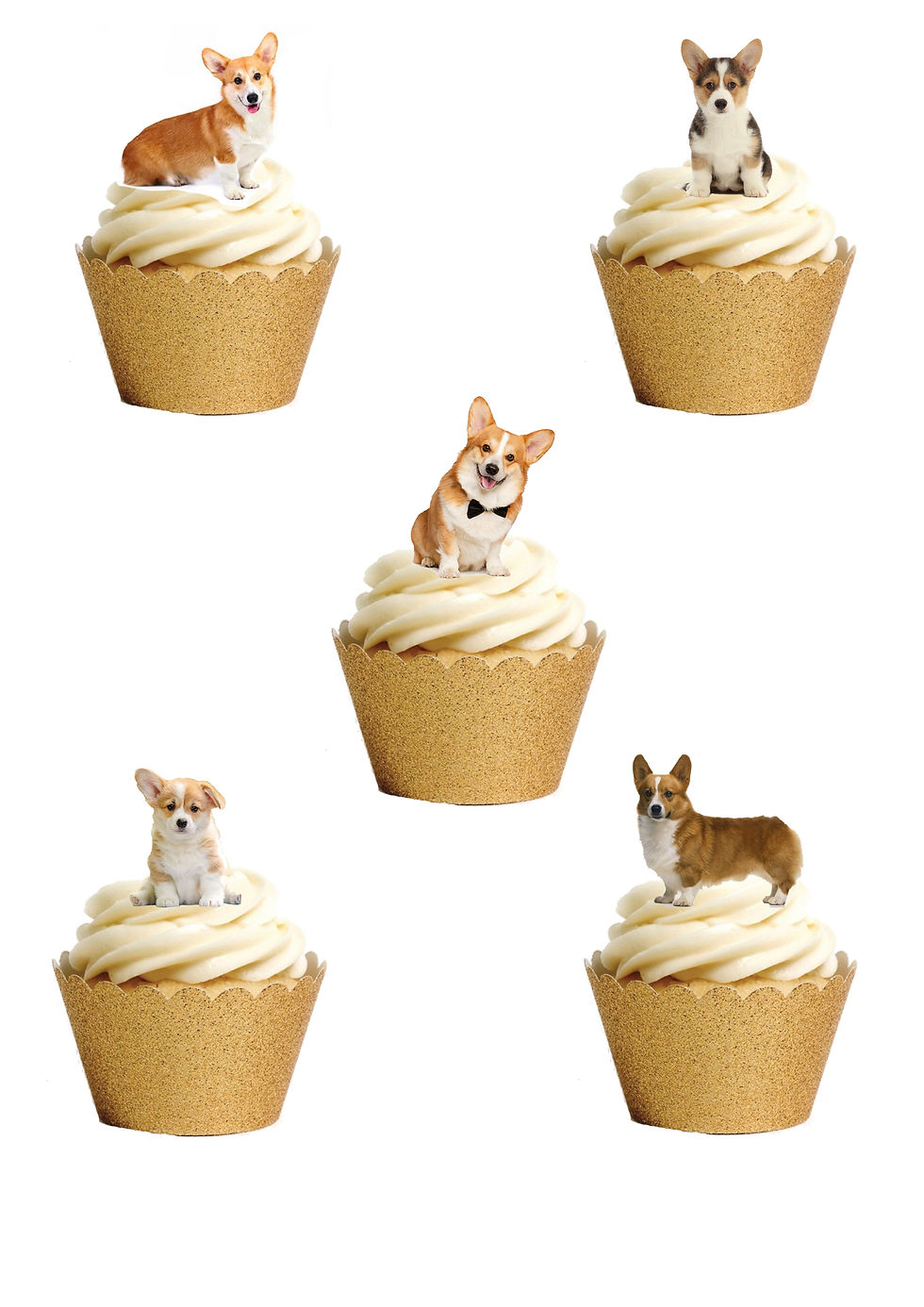 30 Stand Up Cute Corgi Dog Edible Wafer Paper Cake Toppers