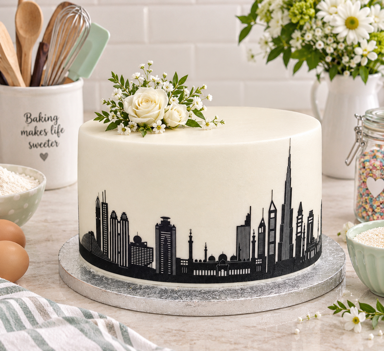 Dubai City Skyline Border Decoration Icing Sheet