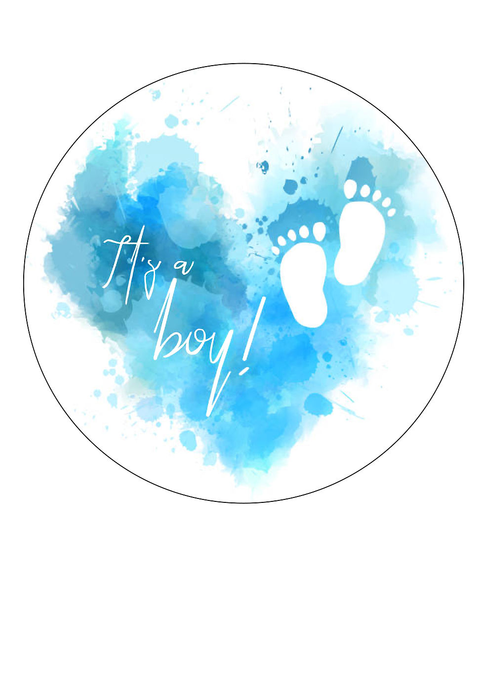 It's A Boy Baby Shower Themed 7-8" Circle Edible Decor Icing Sheet