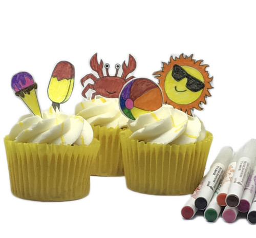 Summer Beach Theme Colouring Pack Edible Wafer 10 Foodoodler