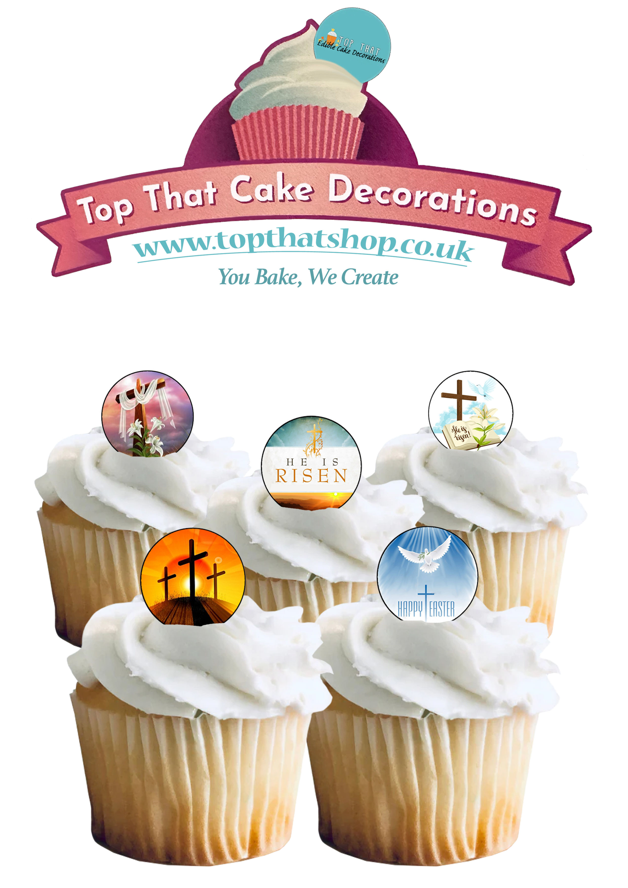 48 Religious Easter 2.5cm Edible Wafer Toppers