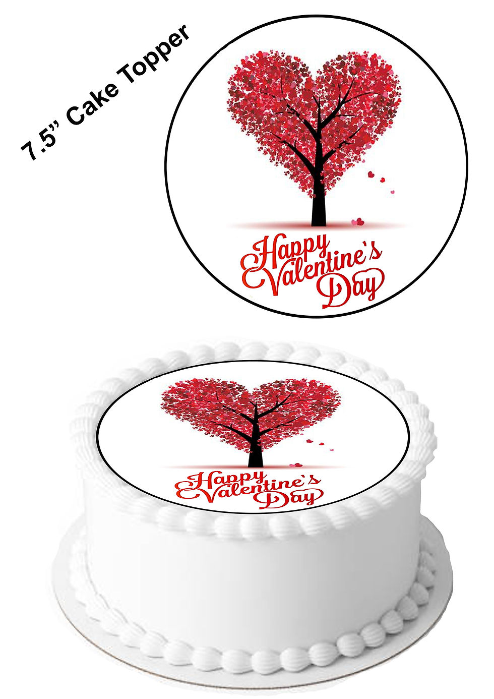 Happy Valentines Day 7.5 Inch Circle Decor Icing Sheet Topper