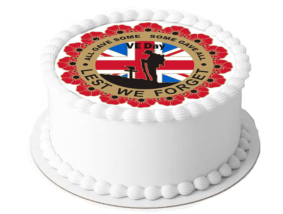 Thumbnail: VE DAY Victory Europe WWII WW2  7-8" Circle Edible Decor Icing Topper