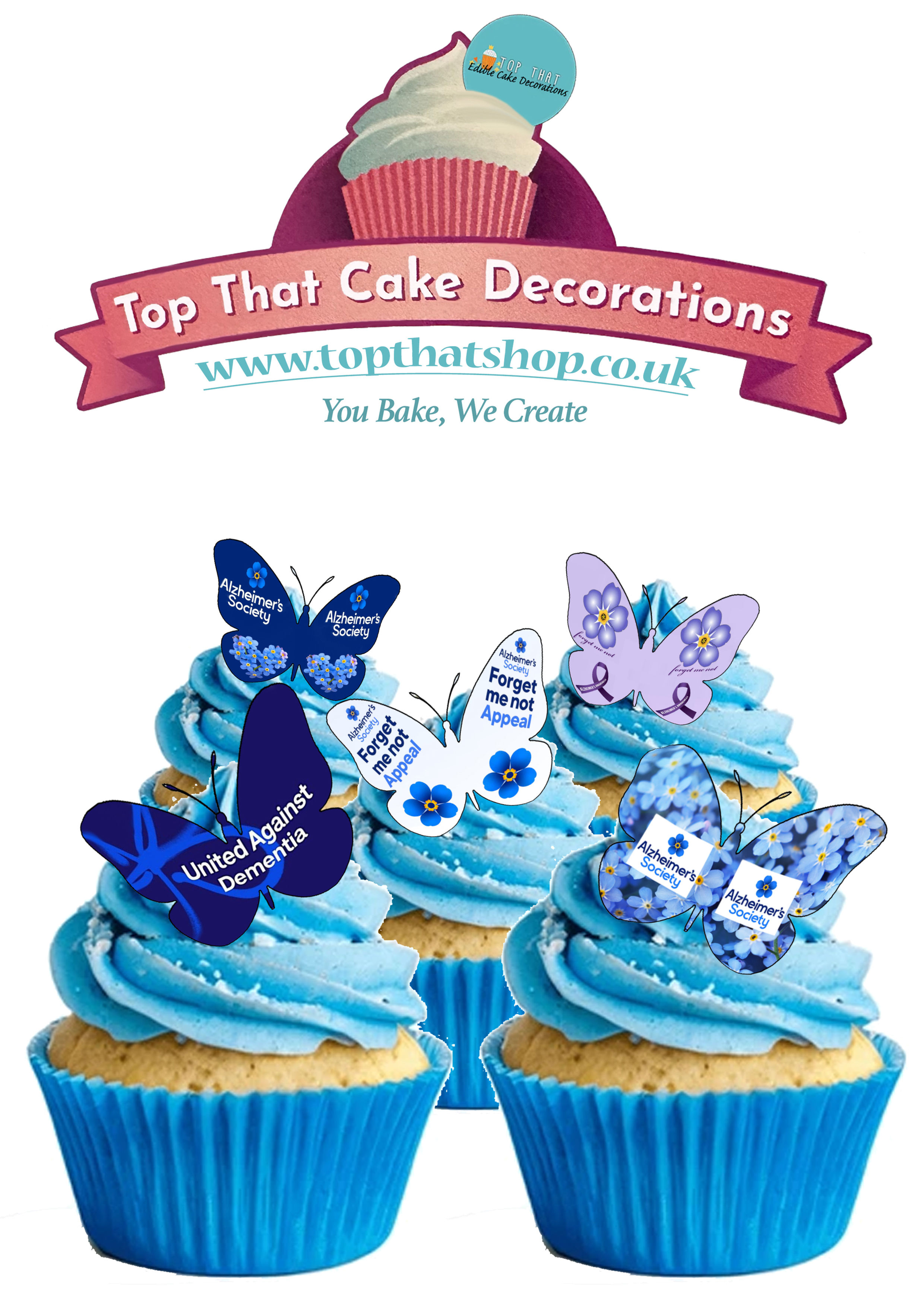 12 Alzheimer's Charity Awareness Butterfly Toppers Edible Wafer Paper
