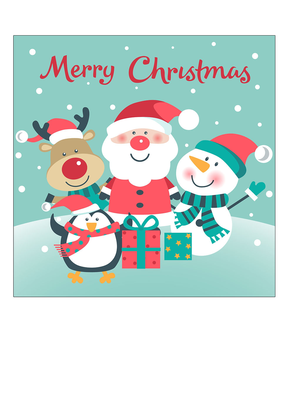 Thumbnail: Cute Santa & Friends Christmas 7.5 Inch SQUARE Icing Sheet Topper