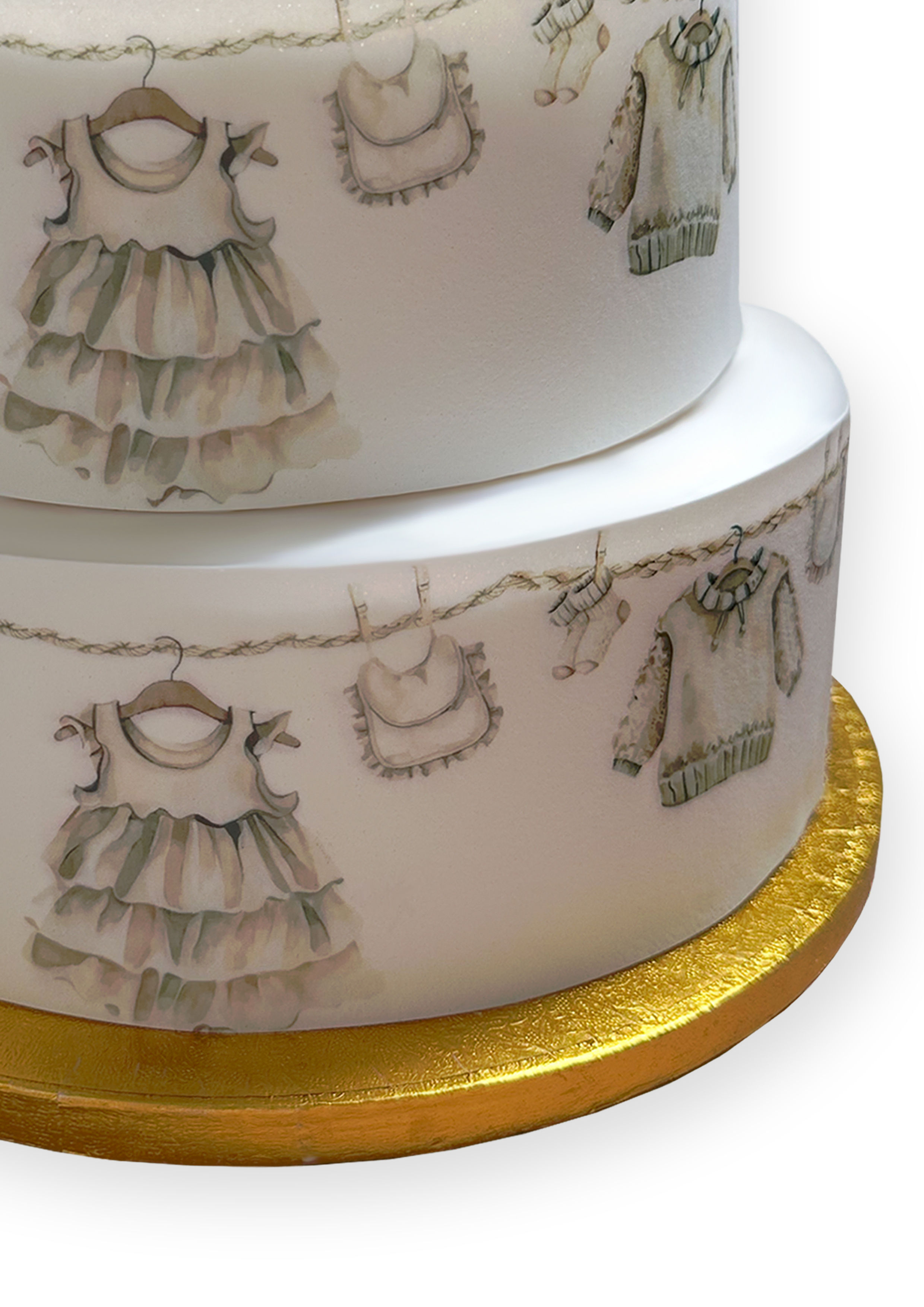 Cute Hanging Clothes Baby Girl  Themed Edible Icing Sheet Border Cake Decoration