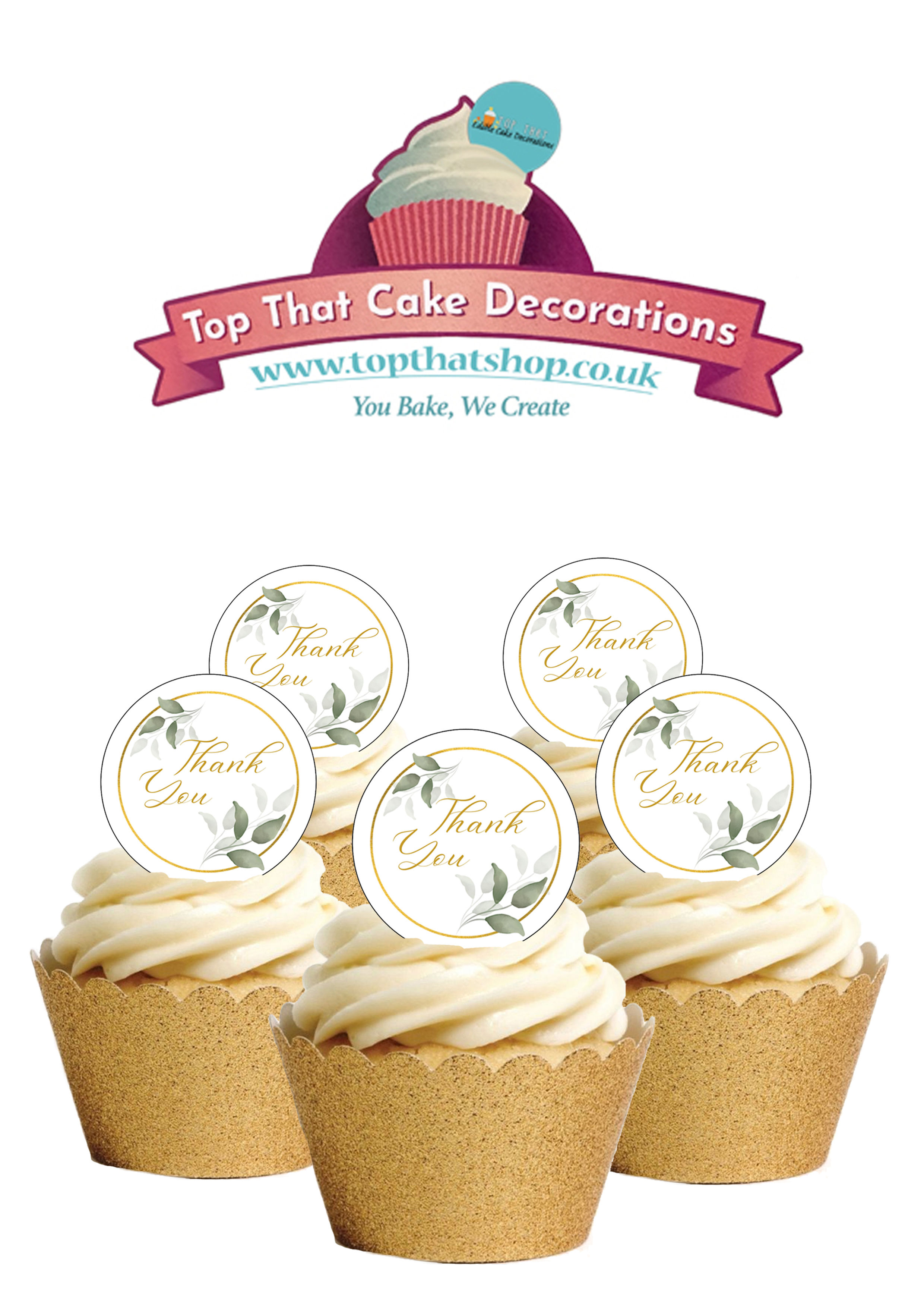 15 Pre-Cut Thank you themed Edible Wafer Paper Toppers