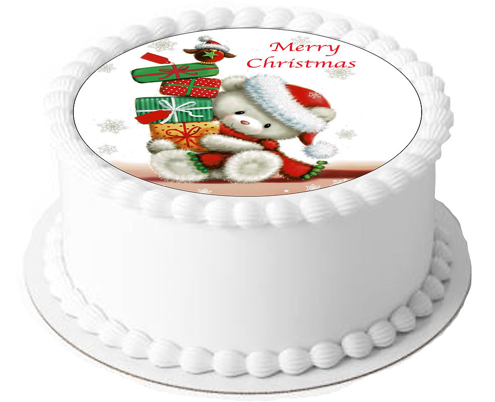 Thumbnail: Cute Christmas Teddy Merry Christmas 7.5 Inch Circle Decor Icing Sheet Topper