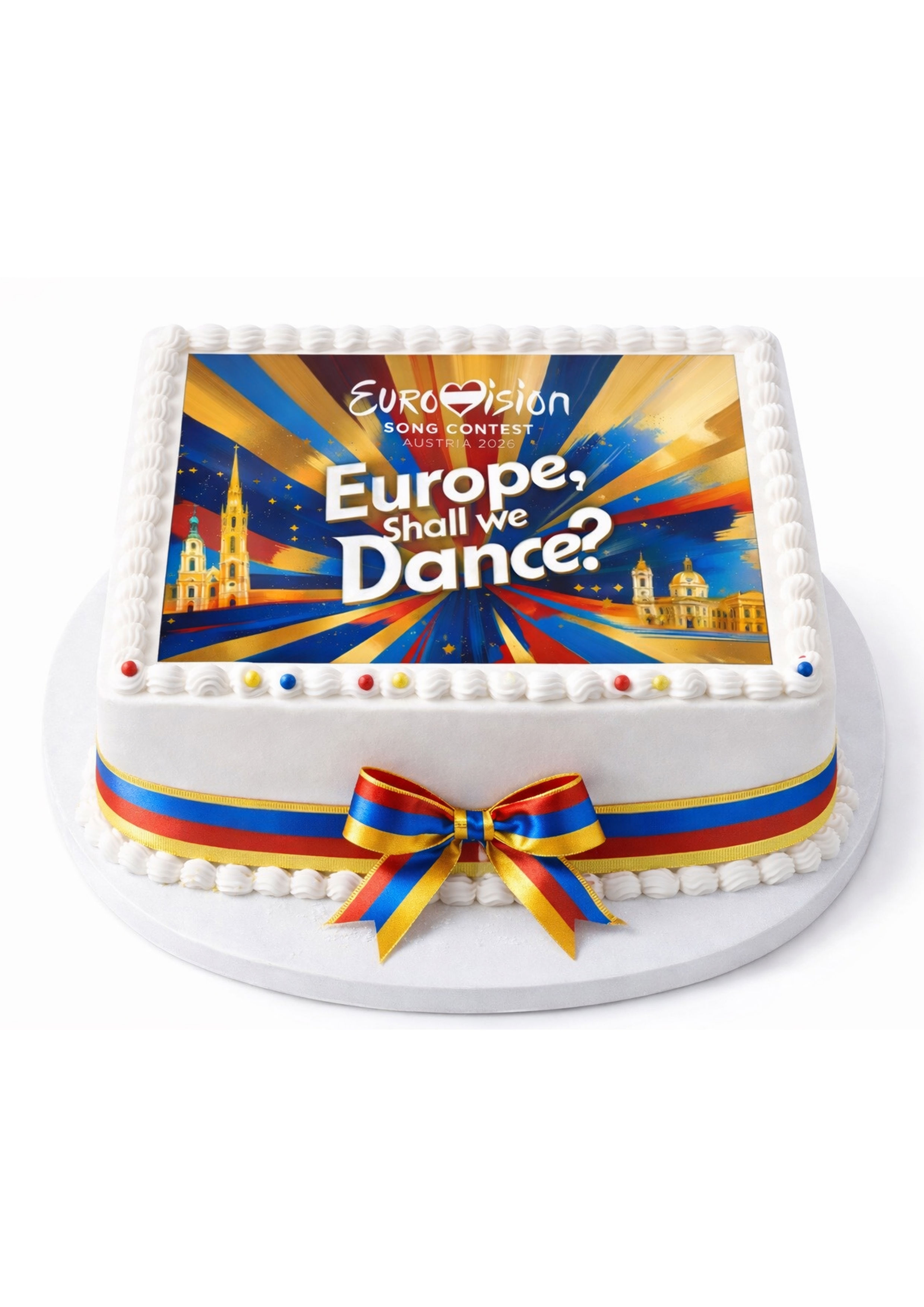 Eurovision Song Contest 2026 Vienna, Austria 7-8" Square Edible Icing Sheet