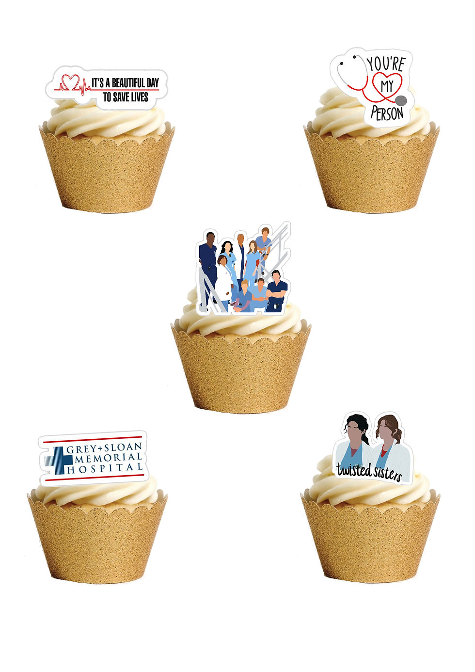 42 StandUp Edible Wafer Paper Doctors Hospital Grey's Anatomy Style Cake Toppers
