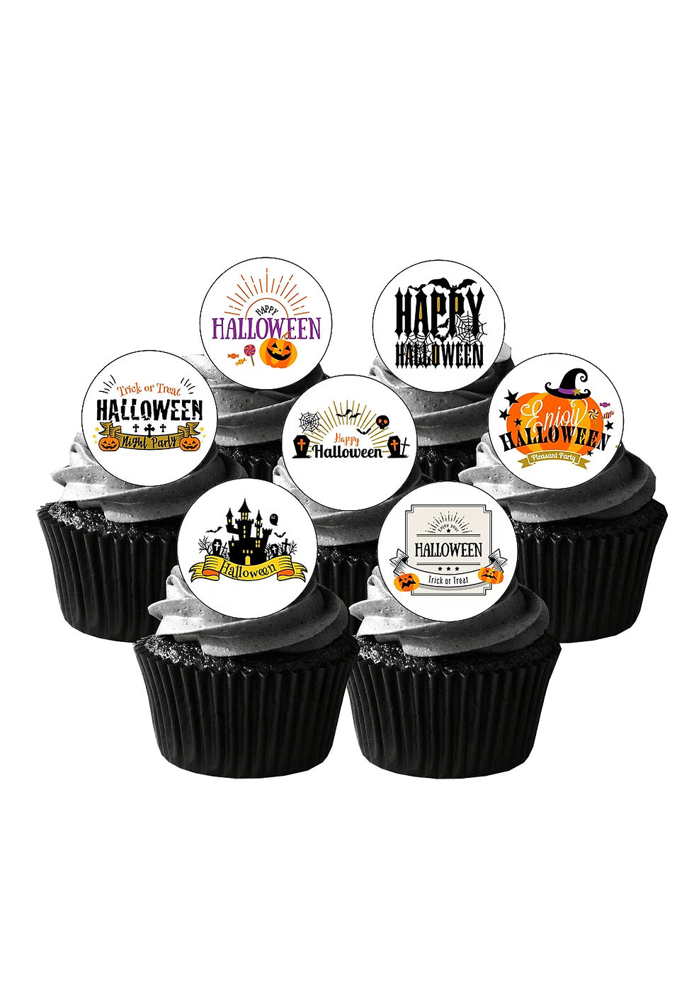 12 Pre-Cut MIXED HALLOWEEN Thin Edible Wafer Paper Cake Toppers