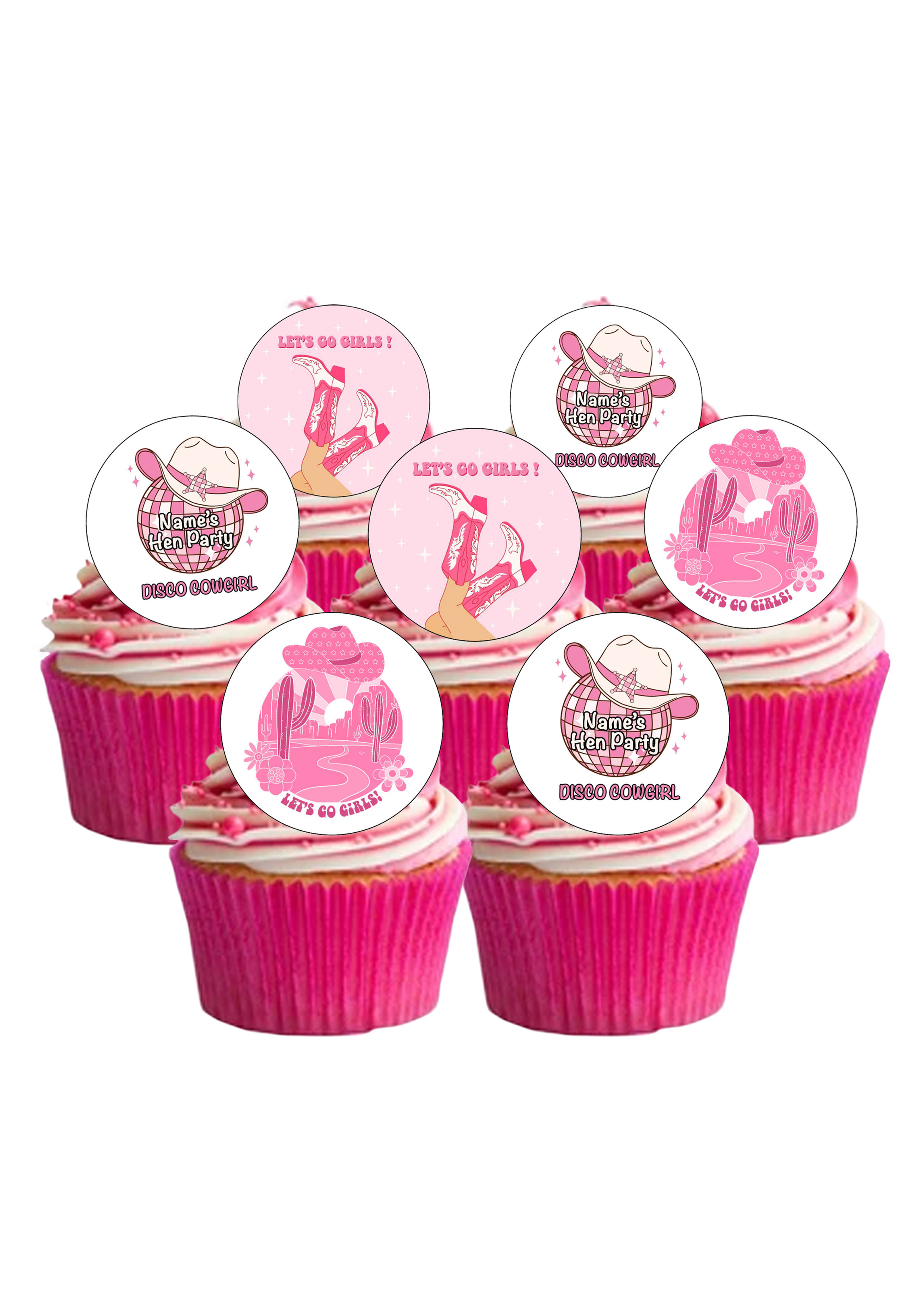 15 Pre-Cut PERSONALISED Cowgirl Hen Party Edible Wafer Paper Cake To