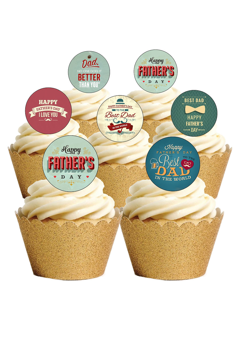Thumbnail: 24 Vintage Happy Father's Day Dad Daddy Pre-Cut Thin Edible Wafer Paper