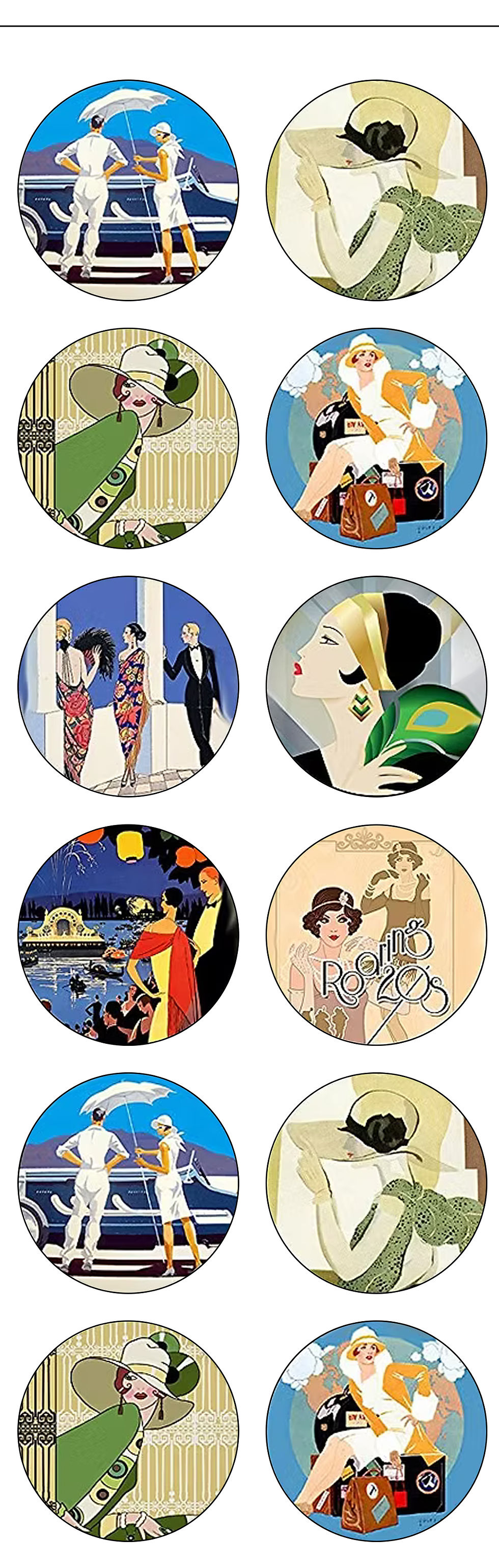 Thumbnail: 12 1920's 20's Twenties Pre-Cut Thin Edible Wafer Paper Cake Toppers