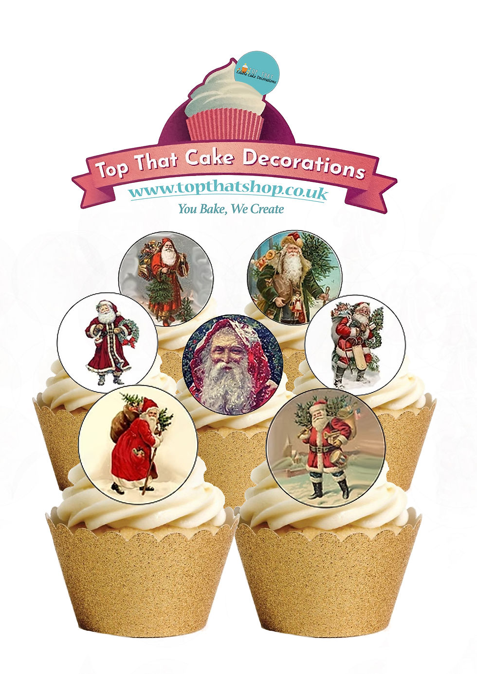 12 Pre-Cut Vintage Victorian Father Christmas Santa Edible Wafer Paper