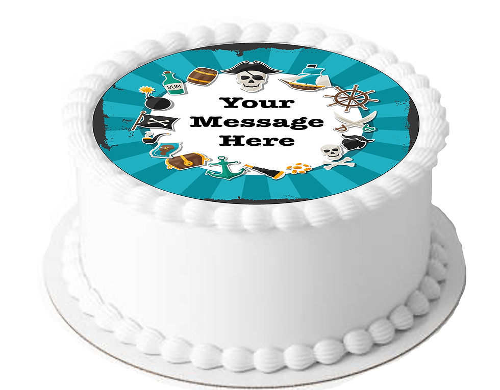 Thumbnail: Pirate PERSONALISED MESSAGE 7.5 Inch Circle Decoration Topper