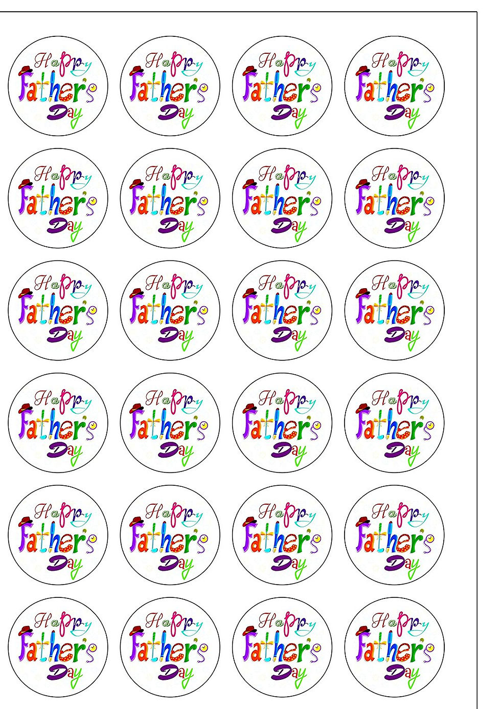 Thumbnail: 24 Happy Father's Day Pre-Cut Edible Wafer Paper Toppers