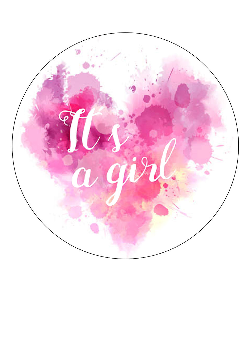 It's A Girl Baby Shower Themed 7-8" Circle Edible Decor Icing Sheet