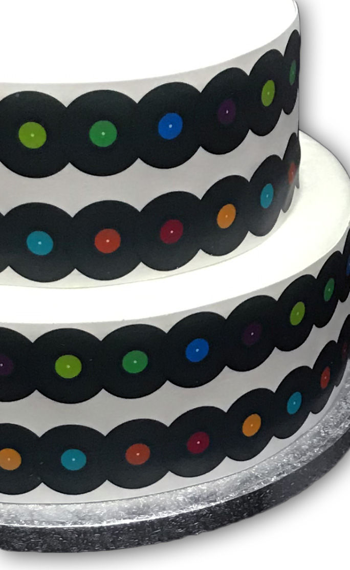 Thumbnail: Vinyl Record Disc Album Border Decor Icing Sheet Cake Decoration