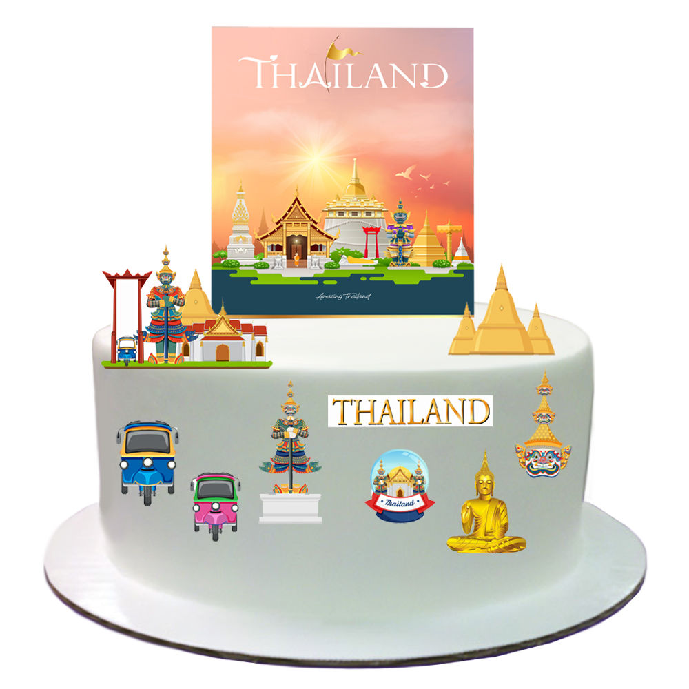 Thailand Asia Themed Stand Up Cake Scene Made From Edible Wafer Paper