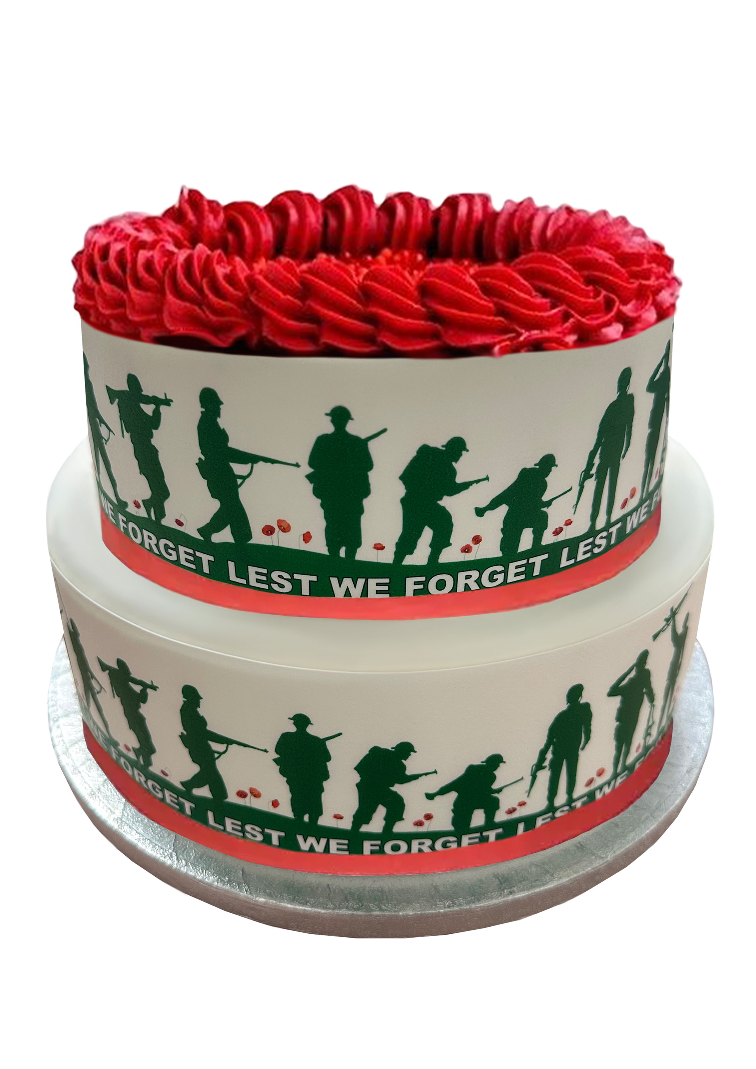 Remembrance Day VE Day World War Silhouette Soldier Border Edible Icing Sheet