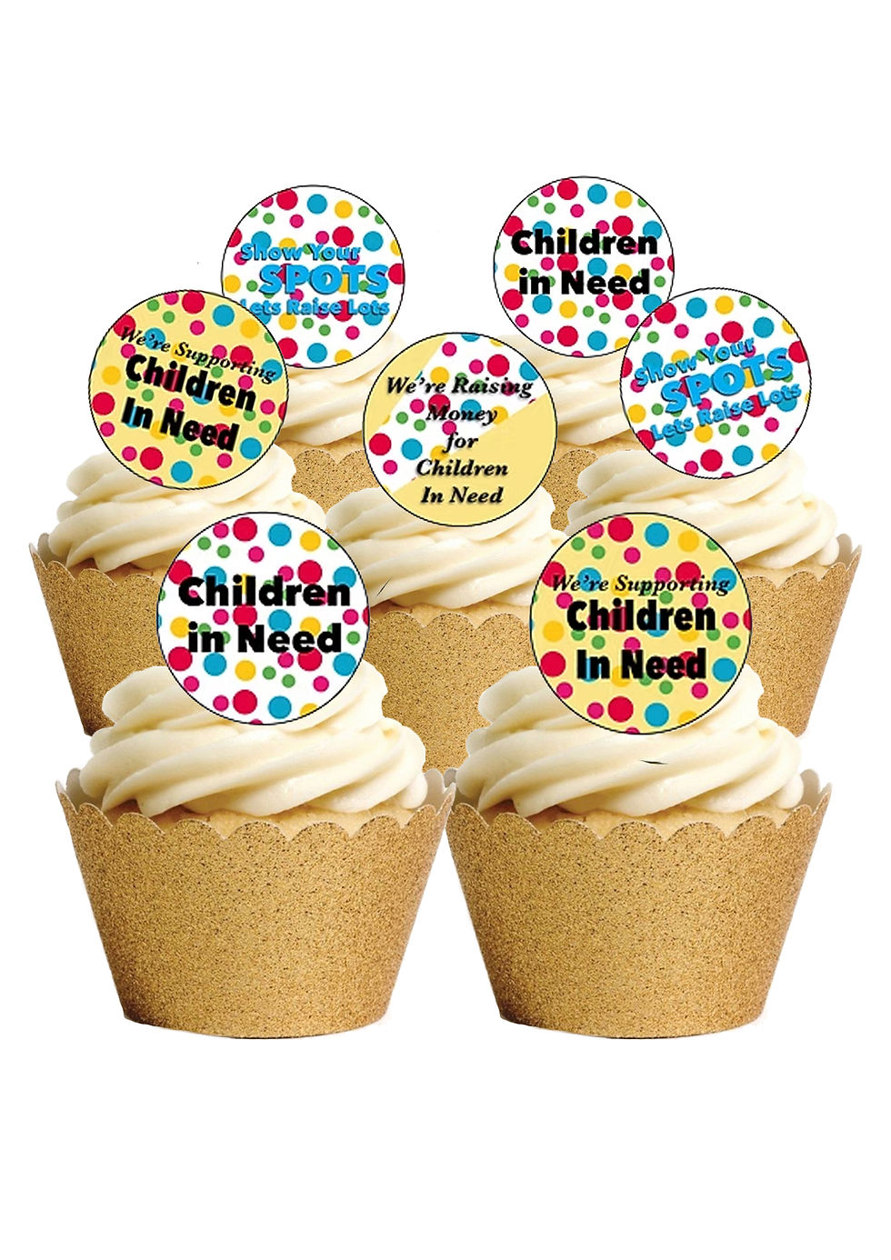 Thumbnail: 24 Precut Edible Wafer Paper Children In Need Charity Cake Toppers