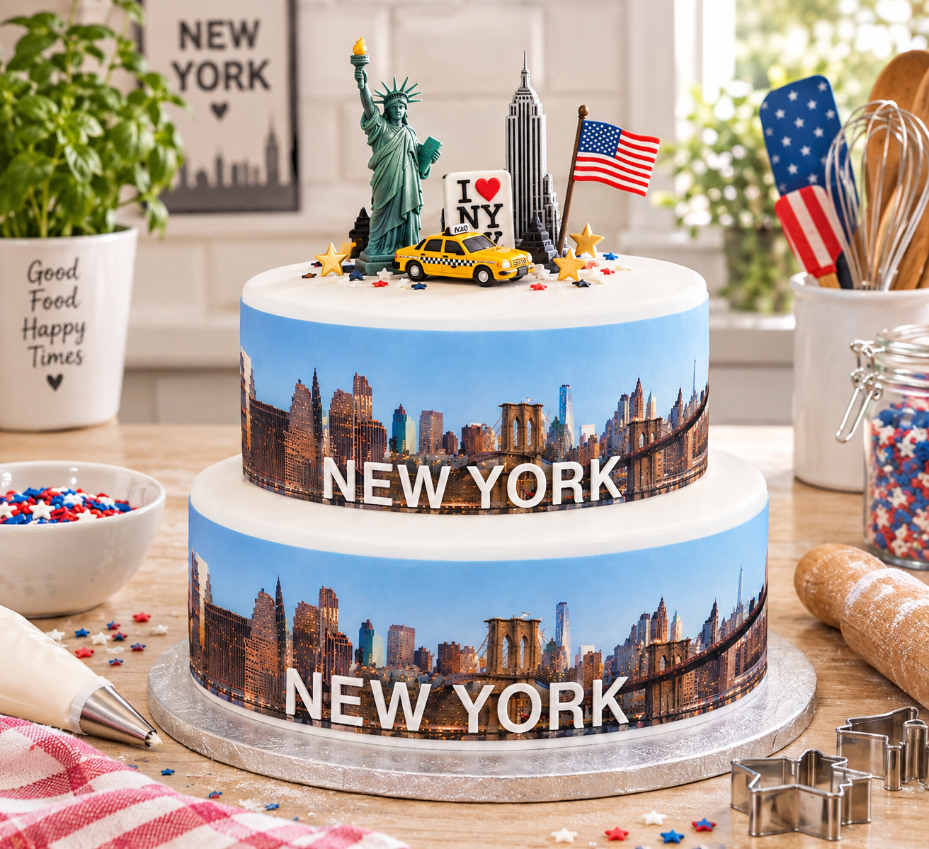 New York City Skyline Borders Decor Icing Sheet