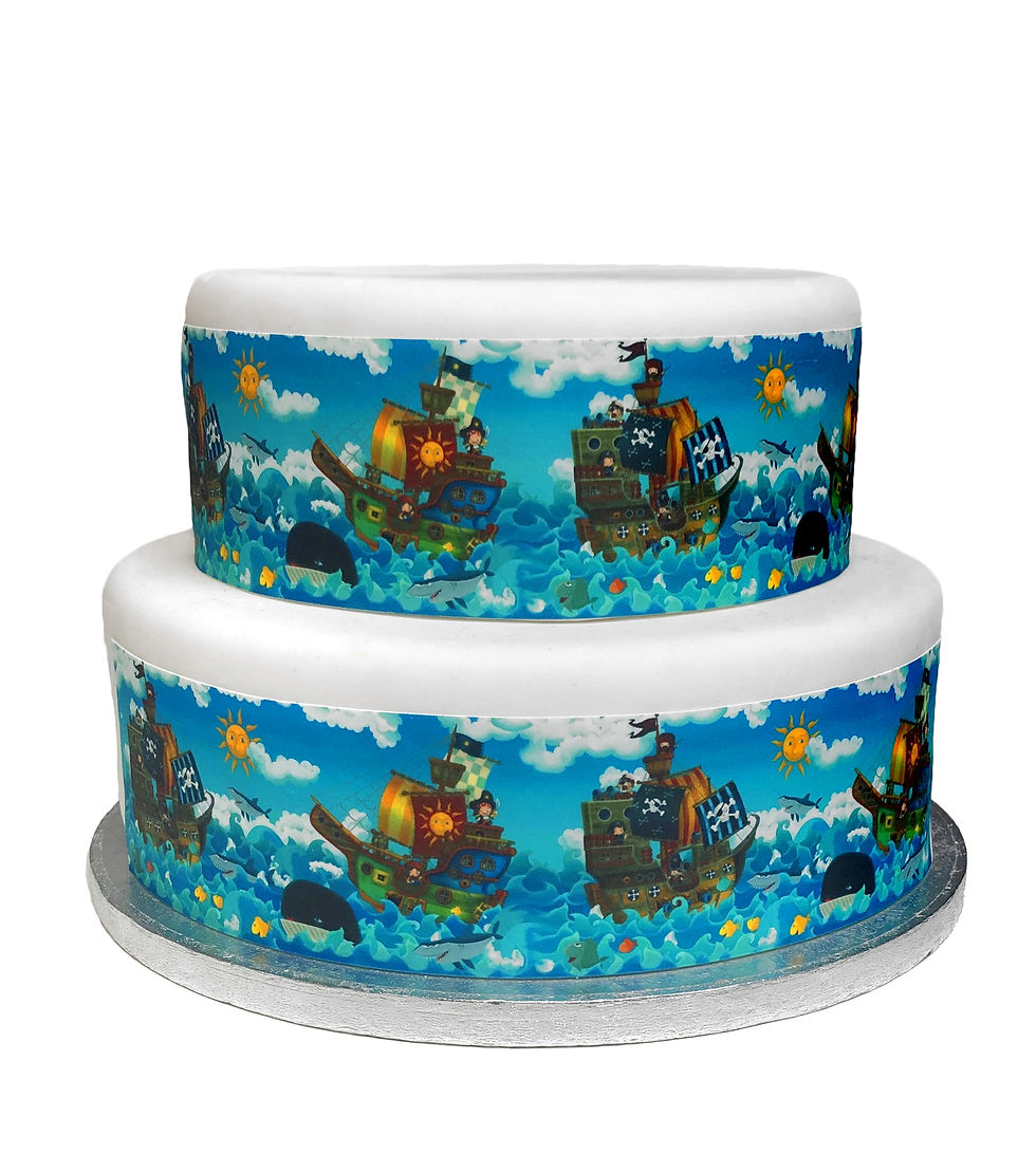 Pirate Ship Border Decor Icing Sheet Cake Decoration