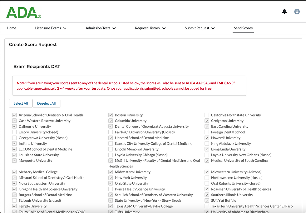 How to Check Which Schools My DAT Score Was Sent To