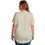 Thumbnail: Back view of beige V-neck tap dance T-shirt with line art design