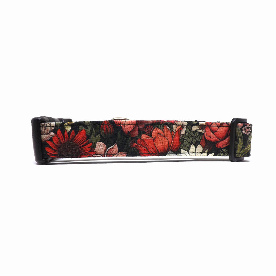 Thumbnail: Dog Collar - 'Moody Meadows' - Large Detailed Floral & Foliage Design