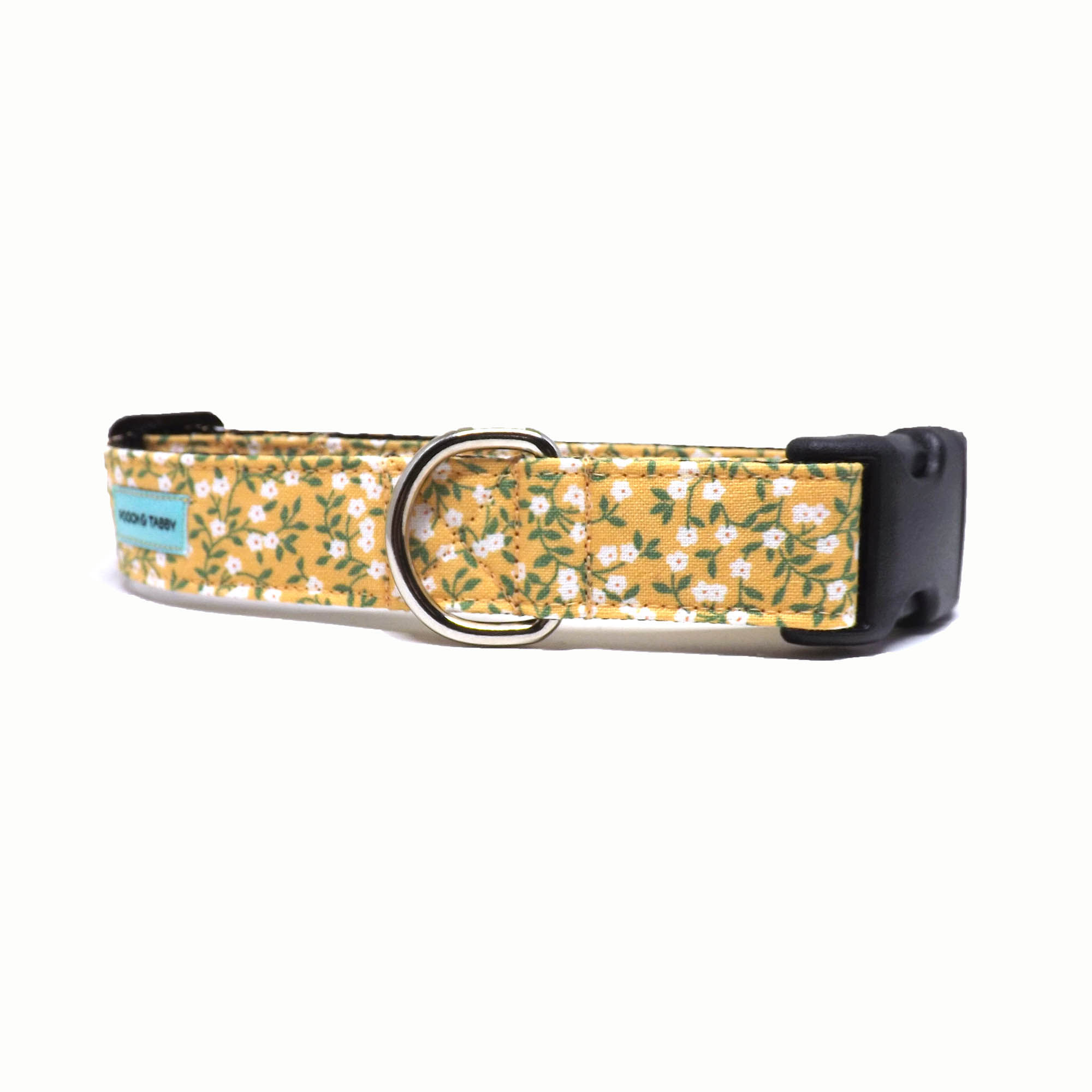 Golden yellow with white flowers dog collar front view