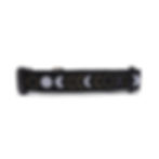 Thumbnail: a dog collar with the various moon phases in metallic gold and grey on a black background, back view