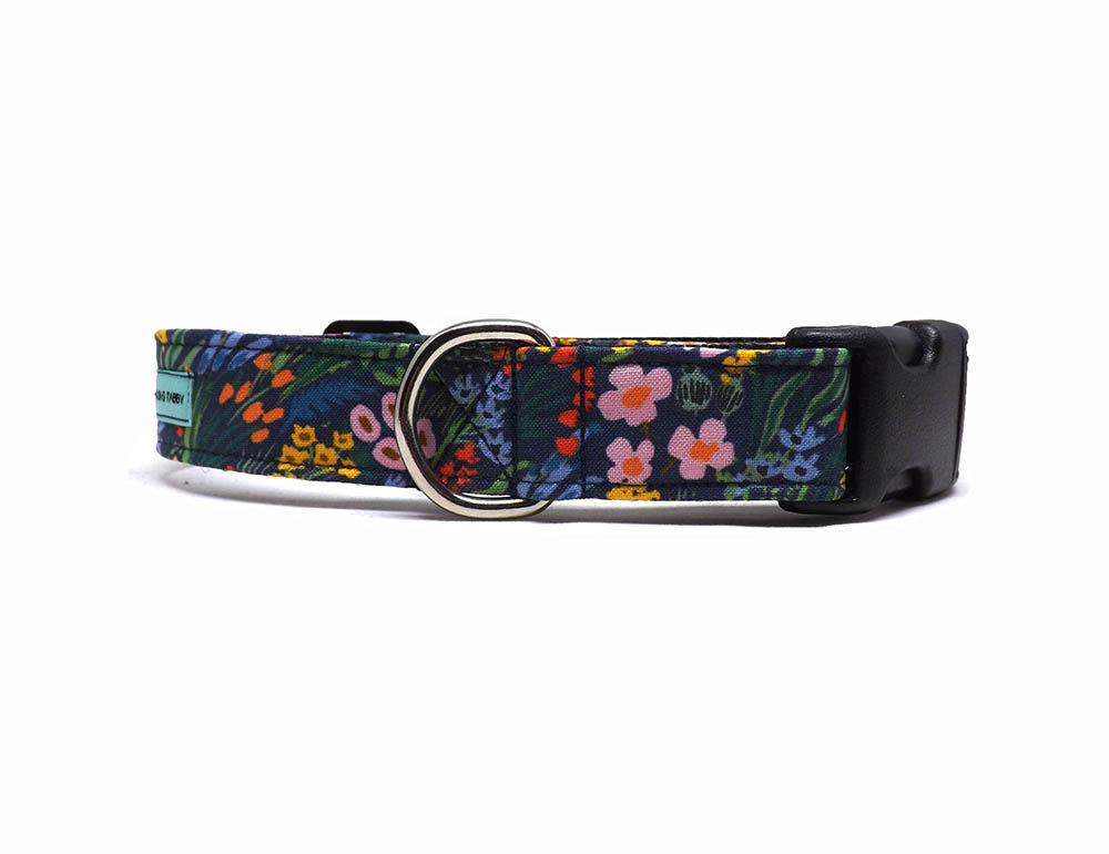 Dog Collar -  'Lea - Navy' - Floral Rifle Paper Co® Design
