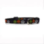 halloween cat collar with circular images of pumpkins, ghosts and monsters, side view