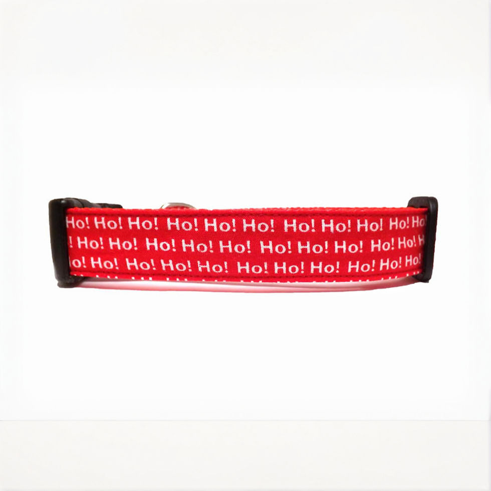 Thumbnail: Dog Collar -  'Ho! Ho! Ho!' - Red & White Santa Saying Christmas Design