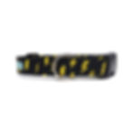 black dog collar with hand drawn yellow lightning bolts, front view