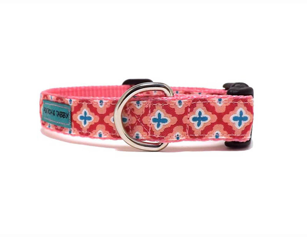 Dog Collar - 'Pink Lady' - Pink and Blue Motif Design