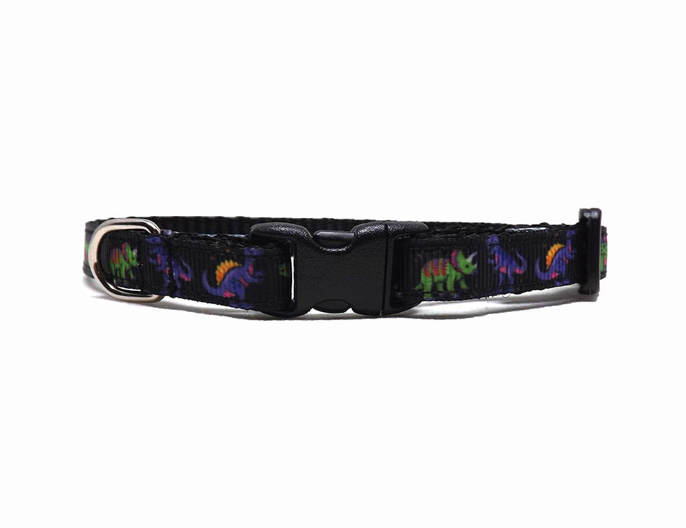 Cat Collar -'The Jurassic' - Dinosaurs on Black Breakaway Collar