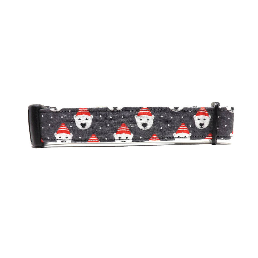 Thumbnail: Dog Collar - 'Polar Bear Beanie' - Polar Bear Faces Winter Design